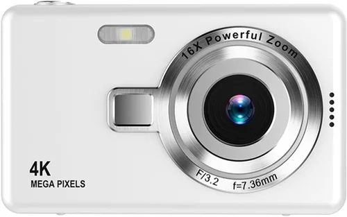 Cámara digital 4K para fotografía de viaje, cámaras compactas de bolsillo, cámaras de vlog, cámara digital vintage con 48 Mp, zoom digital de 16x,