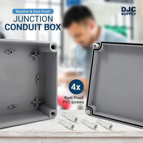 Miniatura 2 de Caja de conexiones eléctricas resistente a la intemperie de 4 x 4 x 2.4 pulgadas, carcasa impermeable IP65 para exteriores, plástico