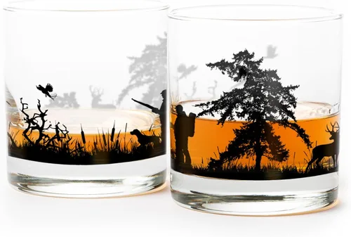 Miniatura 12 de Juego de vasos de whisky Black Lantern Buffalo Landscape de 2 vasos de 11oz con base pesada para bourbon, whisky y cócteles Regalo