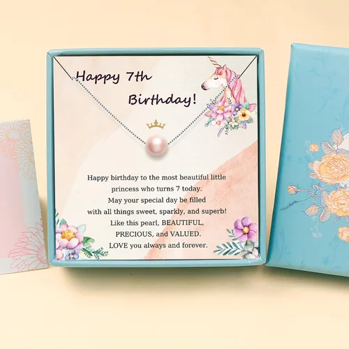 Miniatura 56 de Sereney Regalos de cumpleaños para niñas y mujeres, collar de perlas de plata esterlina como regalo de cumpleaños de 7, 9, 10, 11, 13, 15, 16, 18
