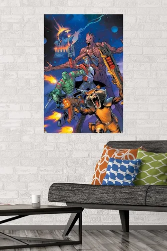 Miniatura 2 de Marvel Comics Guardianes de la Galaxia - Póster de pared con gritos grupales, 34 pulgadas de largo x 22.4 pulgadas de ancho, versión premium sin