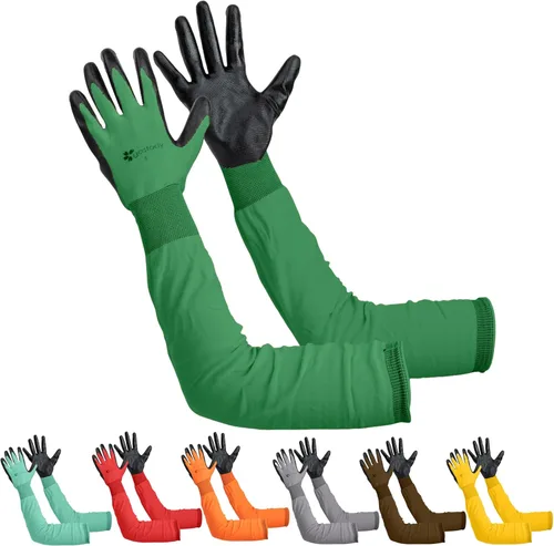 Guantes de jardinería de manga larga para mujeres y hombres, guantes de jardín de puño largo, multiusos, resistentes para exteriores e interiores