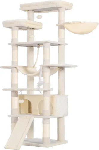 Miniatura 25 de Heybly Árbol para Gatos, Torre para Gatos Multinivel de 68 Pulgadas para Gatos de Interior, Condominio para Gatos con 2 Perchas de Felpa Ensanchadas