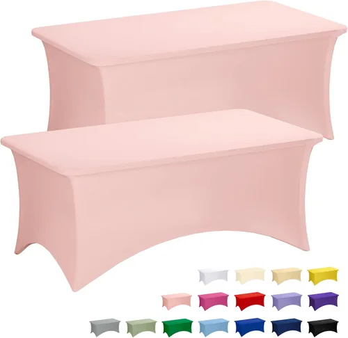 Miniatura 61 de Fixwal Paquete de 3 Manteles Negros para Mesas Rectangulares de 6 Pies, Manteles Rectangulares Elásticos de Spandex Ajustables de 6 Pies