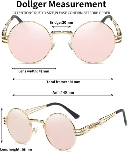 Miniatura 28 de Dollger Gafas de sol redondas Steampunk con marco de metal