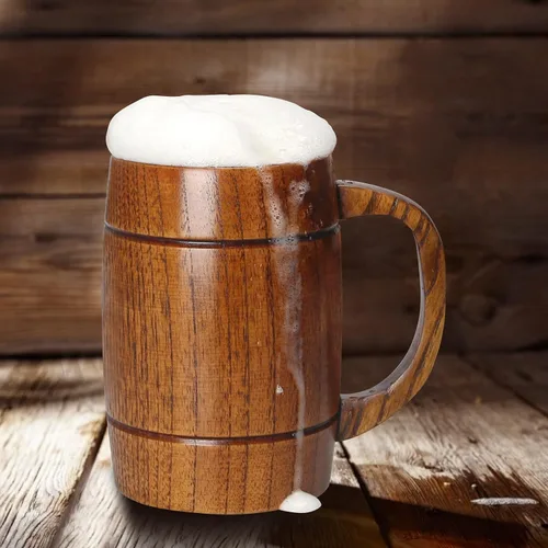 Miniatura 4 de Taza grande de cerveza de madera de 18 onzas, regalo para hombres y mujeres, taza vikinga vintage grande, rústica y fresca, jarra, hecha a mano