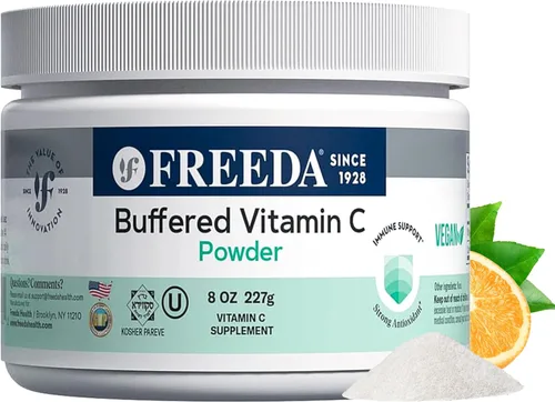 Miniatura 11 de FREEDA Vitamina C en polvo tamponada, suave para el estómago, vitamina C, no ácida, vegana, kosher, sin azúcar, para apoyo inmunológico y bienestar