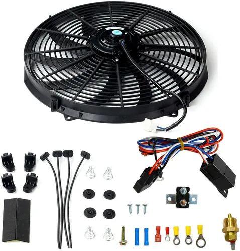 Miniatura 11 de BLACKHORSE-RACING 12" Ventiladores universales eléctricos para enfriar radiadores + Relé termostático y kit de montaje