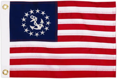 Anley EverStrong - Bandera oficial de yates de 12 x 18 pulgadas, estrellas bordadas y rayas cosidas, 4 filas de costuras de cerradura, banderas