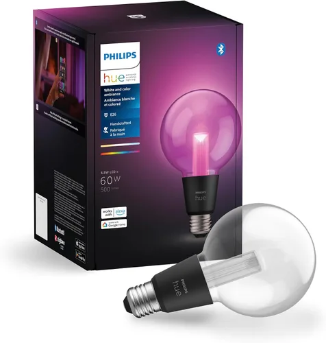 Miniatura 12 de Philips Hue Bombilla LED de filamento inteligente G40 de 60 W - Luz ambiente blanca de cálido a frío - 1 paquete - 550 lm - E26 - Interior - Control