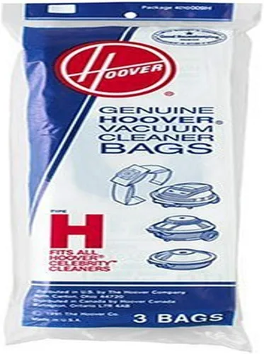 Hoover Bolsas de aspiradora para aspiradoras Celebrity, paquete de 3, blanco-verde, tipo H, parte # 4010009H, repuesto de bolsas de vacío Hoover
