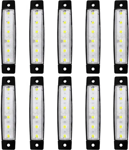 Miniatura 13 de Paquete de 10 Luces Laterales Marcadoras de Remolque DC 12V Verde Ahumado 3.8" 6 LED Barra de Luz de Gálibo Tira de Luz Indicadora de Señal