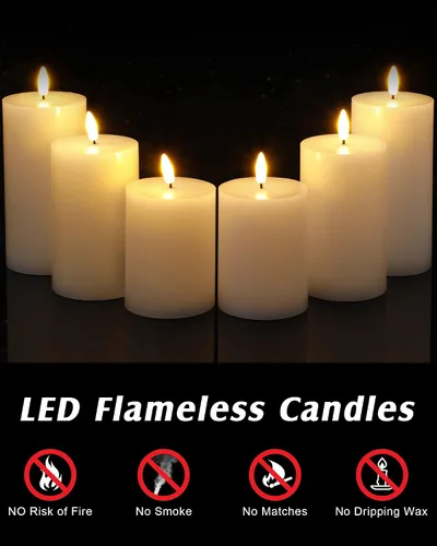 Miniatura 3 de Leelosp Paquete de 6 velas sin llama con temporizador remoto, velas parpadeantes sin llama a granel a granel LED para bodas, festivales, decoración