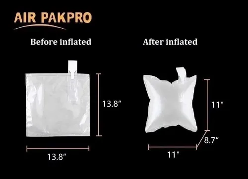 Miniatura 2 de Paquete de 100 unidades con bomba de mano AIR PAKPRO de 13.8 x 13.8 pulgadas, bolsas inflables de plástico transparente para embalaje de aire