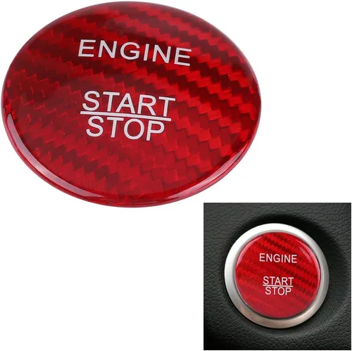Miniatura 7 de Keenso Cubierta de botón de arranque de motor de fibra de carbono para A B C GLC GLA CLA ML GL Clase W176 W246 W205 X253 X156 C117 (rojo)