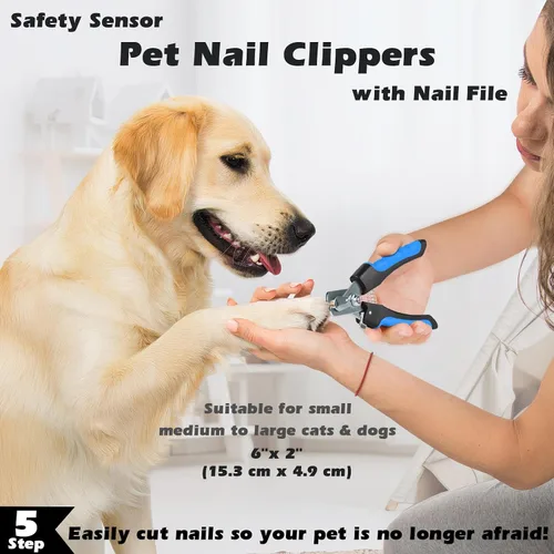 Miniatura 6 de Augwind Kit de aseo para mascotas 7 en 1, peine para perros y gatos, cepillo para despelar, cortaúñas con lima y cepillo de baño, suministros C-7PCS