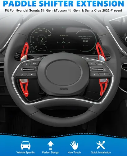 Miniatura 2 de Karltys Extensión de volante de aleación de aluminio para palanca de cambios de Hyundai Sonata 2020-2023 /Tucson 2022-2024 /Santa Cruz