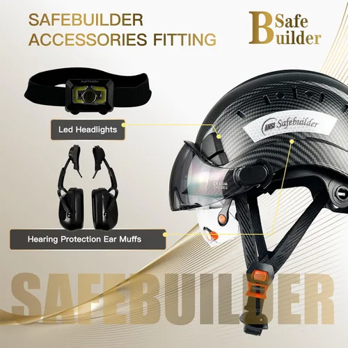 Miniatura 3 de SAFEBUILDER Casco de seguridad de construcción con visera incorporada Casco duro ABS con visera Ventilación ajustable Casco de trabajo Protección