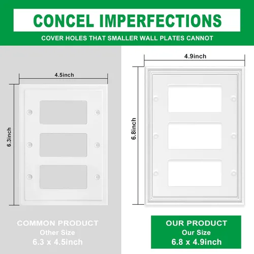 Miniatura 3 de Placa decorativa moderna blanca para interruptor de luz, cubierta de enchufe decorativo, placas de interruptor basculante, placas de pared de fibra