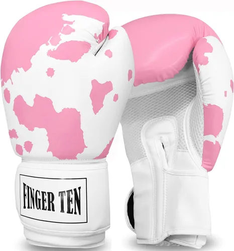FINGER TEN Guantes de boxeo para mujeres, para entrenamiento de boxeo profesional, saco pesado, artes marciales mixtas, sparring, kickboxing (Cuero