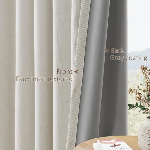 Miniatura 5 de Cortinas 100% Opacas Verde Oscuro 72 Pulgadas de Largo 2 Paneles para Dormitorio Aislantes Textura de Lino Sólido Cortinas Oscurecedoras