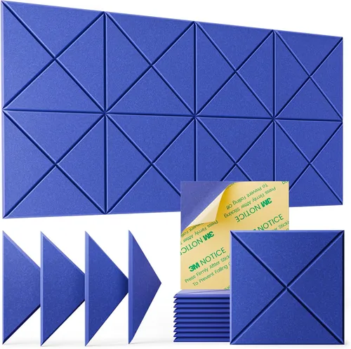 Miniatura 15 de Paquete de 22 paneles acústicos autoadhesivos, 12"X 12"X 0.4" paneles de espuma insonorizante, paneles de pared insonorizados de alta densidad