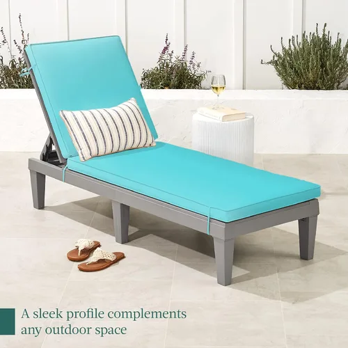 Miniatura 8 de Best Choice Products Sillón para exteriores, tumbona de resina para patio, piscina, patio trasero, porche con cojín de asiento, respaldo ajustable