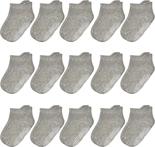Miniatura 11 de HYCLES 15 pares de calcetines para niños pequeños, calcetines de agarre para niños de 6-12 meses 1-7 años, calcetines de tobillo antideslizantes