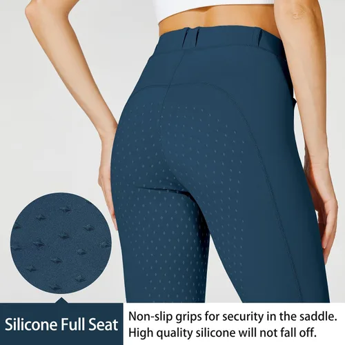 Miniatura 2 de Willit Pantalones de equitación para mujer con asiento completo, pantalones de silicona con bolsillo con cremallera