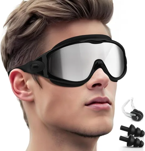 Gafas de natación polarizadas, anti rayos UV y niebla, para adultos, unisex, sin fugas, gafas de natación para hombres, mujeres y jóvenes Chapado en