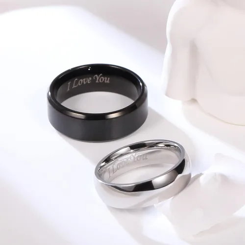Miniatura 3 de Adreamz His Queen Her King - Anillos de promesa a juego para parejas, anillos de boda con corona láser y circonita cúbica de acero inoxidable