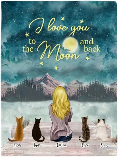 Miniatura 8 de Gossby Manta personalizada de vellón de gatos, regalo personalizado para mamá de gato con diseño, nombre, raza de gato, cumpleaños, día de la madre