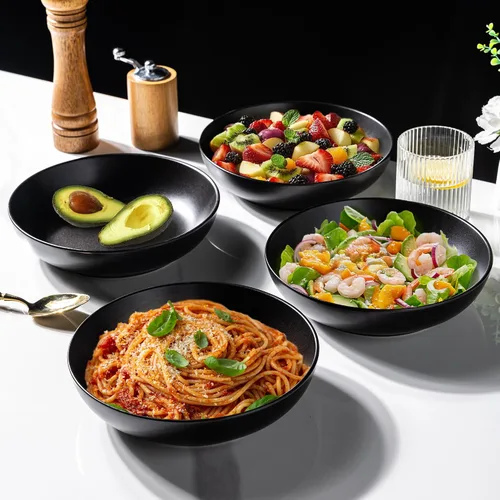 Miniatura 8 de AmorArc Juego de 4 cuencos de cerámica para pasta de 8.5 pulgadas, cuencos grandes de 32 onzas para cocina, cuencos anchos para pasta, ensalada