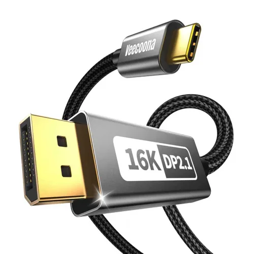 Cable USB-C a DisplayPort 2.1 de 3 pies | 16K @30Hz 8K a 120Hz 4K @240Hz 40Gbps, cable Thunderbolt 4/3 a DisplayPort 2.1 [compatible con Thunderbolt