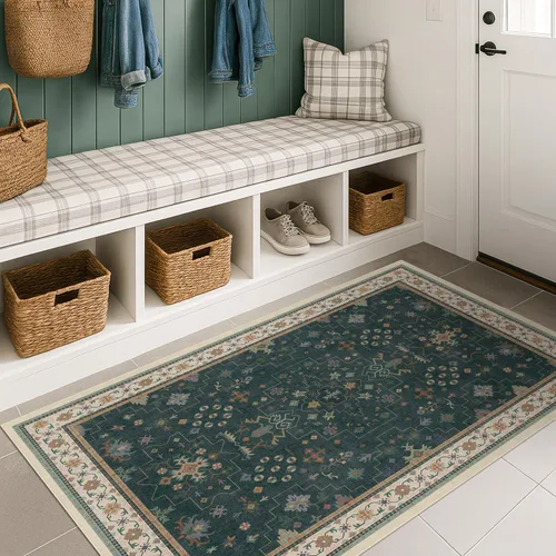 Miniatura 158 de Alfombra Boho Negra para Sala de Estar - Alfombra de Área Lavable de 10x14 Pies, Alfombras de Comedor para Debajo de la Mesa, Alfombra Suave de Pelo