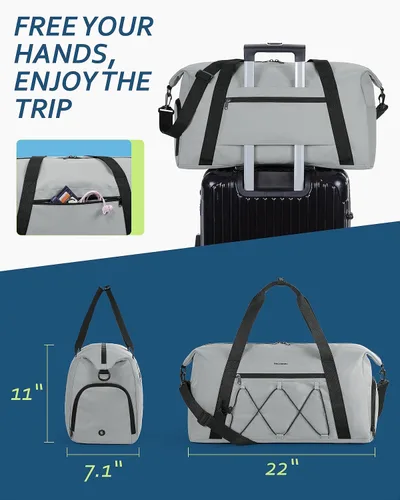 Miniatura 5 de BAGSMART - Bolsa de gimnasio para hombres y mujeres, bolsa de viaje deportiva con compartimento para zapatos y bolsillo húmedo, bolsa de lona