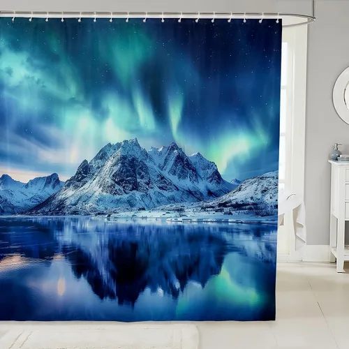 Miniatura 23 de Cortina de baño con temática del universo cósmico de galaxia, juego de cortina de ducha de cielo nocturno estrellado para niños y adultos, cortina