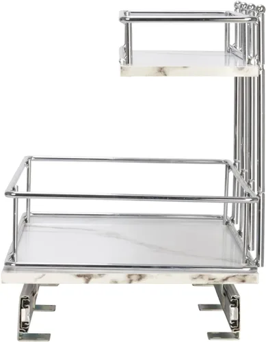 Miniatura 10 de Household Essentials - Organizador Glidez de mármol sintético, de armario de cocina, de 2 niveles, estantes extraíbles, 53 cm de profundidad x 31 cm
