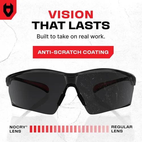 Miniatura 4 de NoCry Gafas de sol de seguridad para el trabajo y los deportes con lentes envolventes tintadas verdes resistentes a los arañazos y agarres Negro &