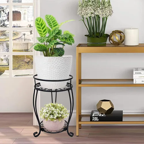 Miniatura 3 de CASIMR - Soporte para plantas de 2 niveles, estante de metal para macetas de 19.2 pulgadas de alto, estante múltiple para macetas para interiores