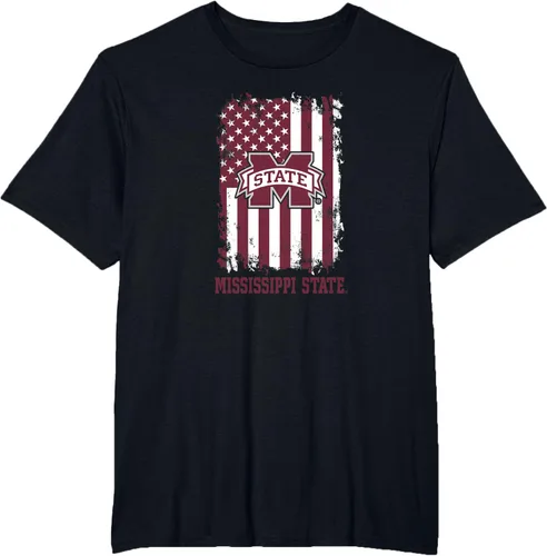Miniatura 11 de Camiseta patriótica retro con bandera estadounidense de los Mississippi State Bulldogs, Negro
