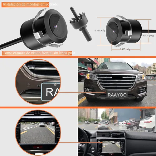 Miniatura 5 de Cámara de reserva inversa, RAAYOO L002, ángulo de visión amplio de 170 grados, 2 en 1, universal para coche, cámara de visión