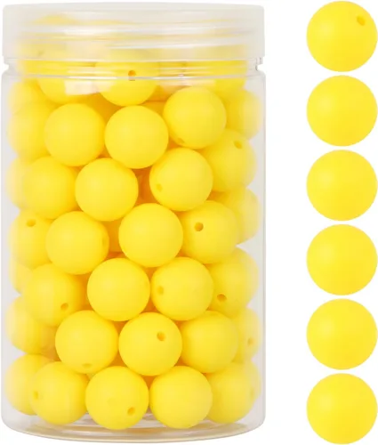 Miniatura 20 de EVERMARKET - 110 cuentas focales de silicona, cuentas de silicona de 0.59 pulgadas para hacer llaveros, cuentas redondas de silicona a granel