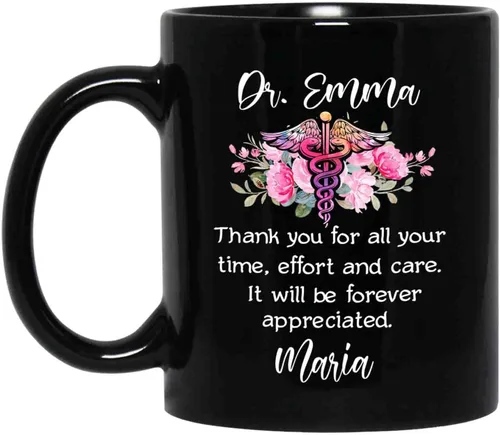 Miniatura 14 de Taza de café negra personalizada, regalo para agradecimiento al médico, divertida taza de café con texto en inglés "This Is A Doctor's Doctor's 11