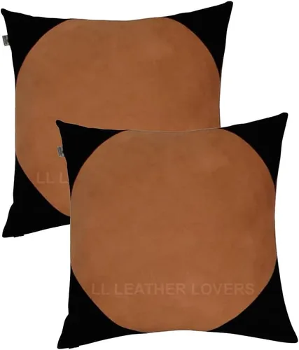 LL LEATHER LOVERS Funda de almohada de piel de cordero - Funda de cojín para sofá, fundas decorativas para sala de estar y dormitorio, 20 x 20 Negro