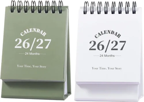 Miniatura 12 de Calendario de escritorio 2026-2027, calendario de 2 años desde enero de 2026 hasta diciembre de 2027, planificador mensual de mesa con calcomanías
