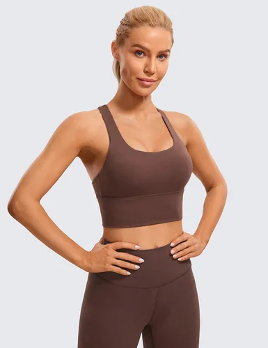 Miniatura 2 de CRZ YOGA - Brasieres deportivos de linea larga con tirantes delgados para mujer, sin aros, acolchados, cruzados, para yoga, cortados, sin mangas