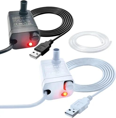 Miniatura 7 de Mini bomba sumergible USB, tubo de 1 M, CC 5 V, 0.7 W, bomba de banco eléctrica sin escobillas, fuente para mascotas, pequeño sistema hidropónico