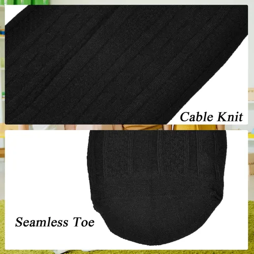 Miniatura 5 de Calcetines altos hasta la rodilla para niñas, punto trenzado, acanalados, para uniforme escolar, paquete de 36, calcetines de tubo sin costuras