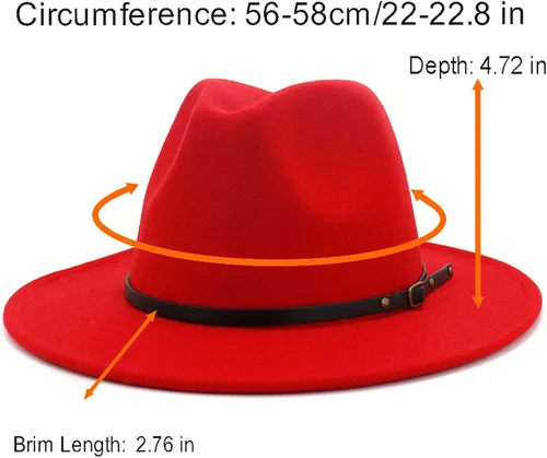 Miniatura 4 de Gossifan Sombrero de Panamá de fieltro Fedora de ala ancha con hebilla de cinturón